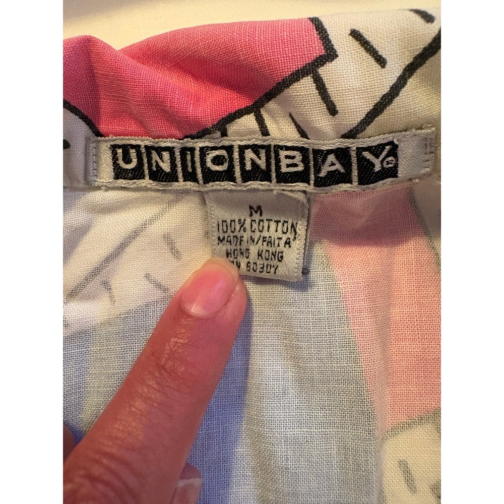 Union Bay Vintage %100 Cotton Abstract Print Short Sleeve Button Up Shirt M - Picture 8 of 8
